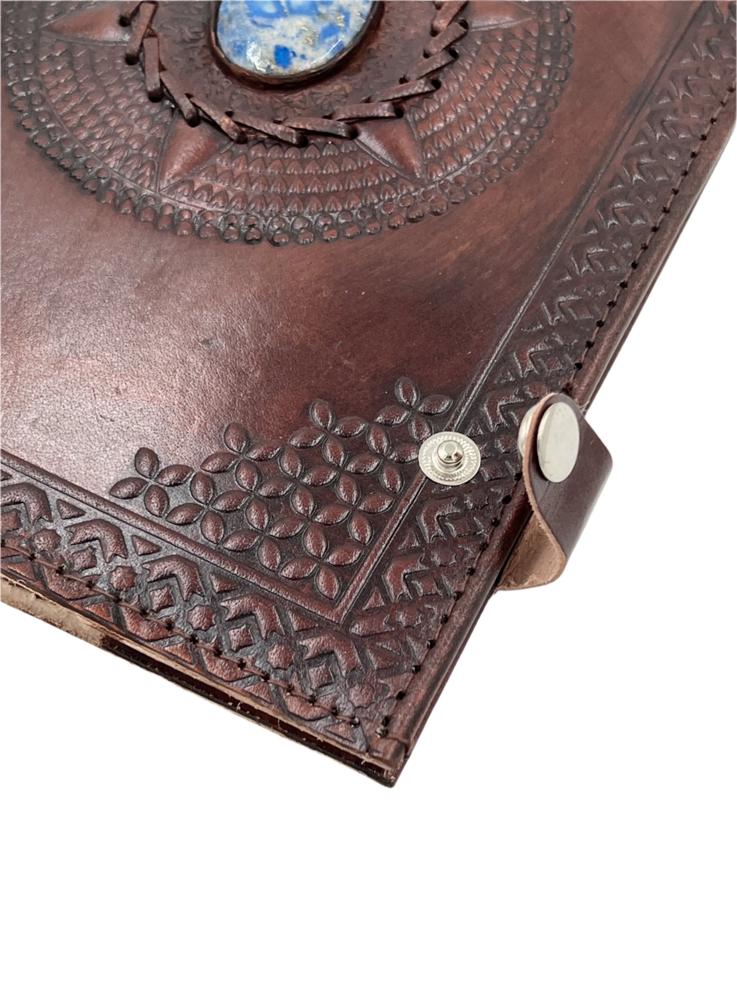 Camel Leather Gemstone Journal | Spiked Mandala | 10" x 7" x 1/2"