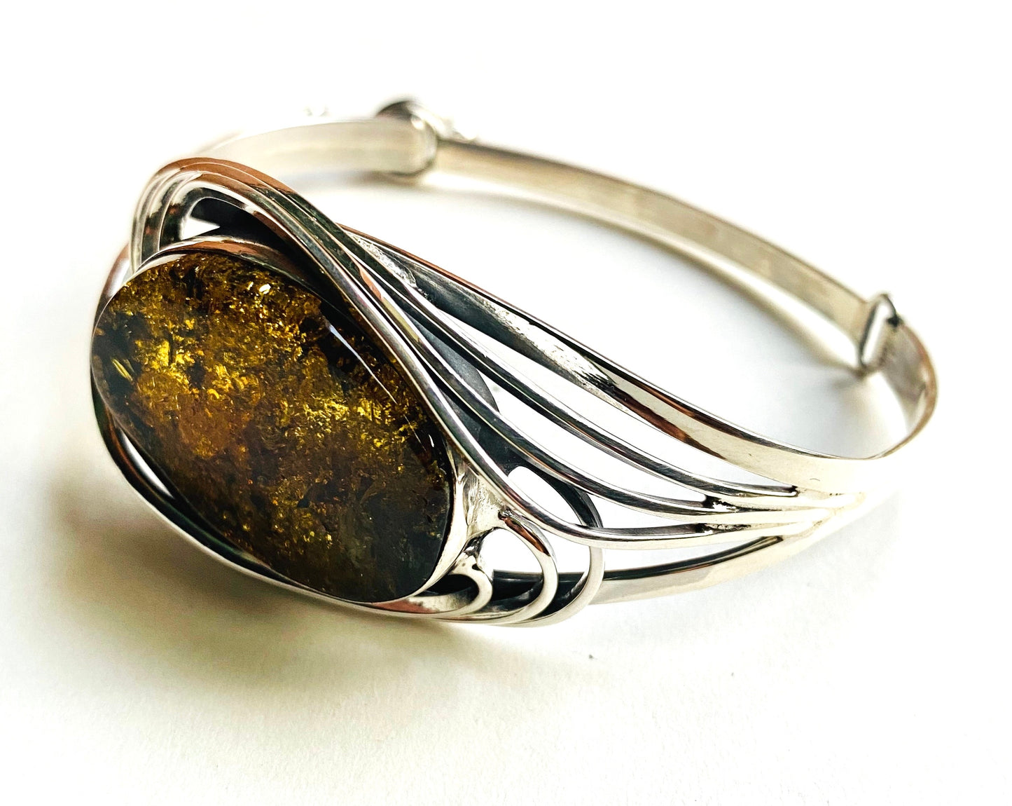 Sterling Silver Green Amber Bracelets Twist