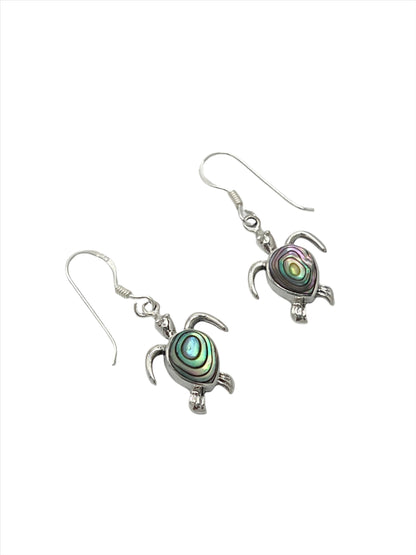 Sterling Silver Shell Sea Turtle Earrings