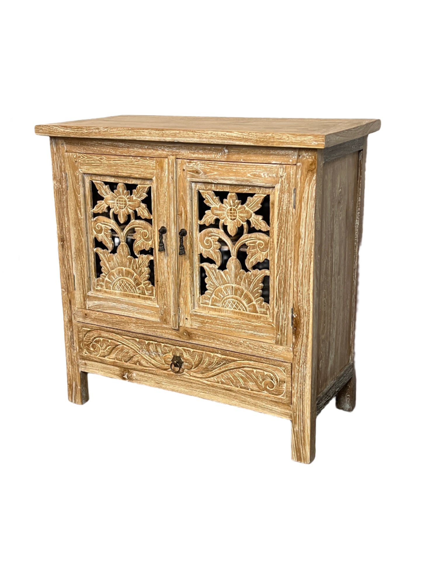 White Washed Teak Lotus Vanity