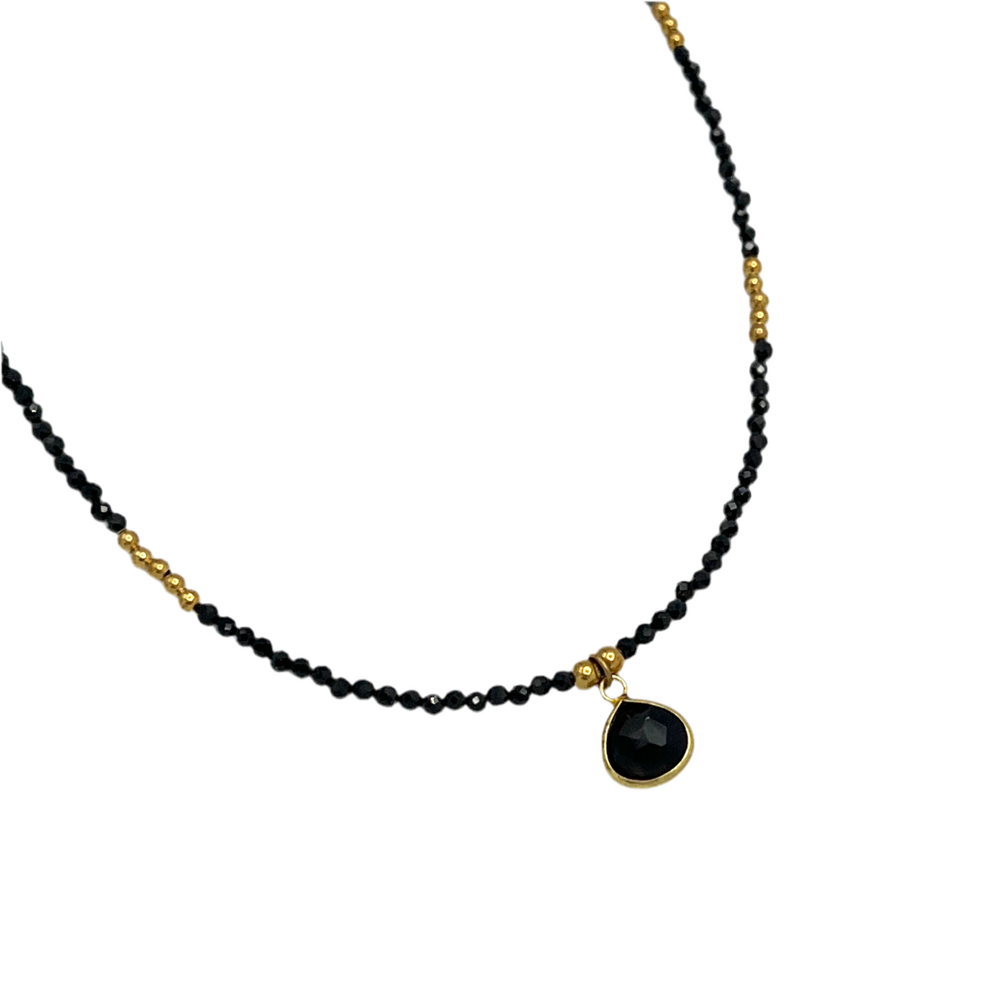 Small Teardrop Gemstone Brass Necklace