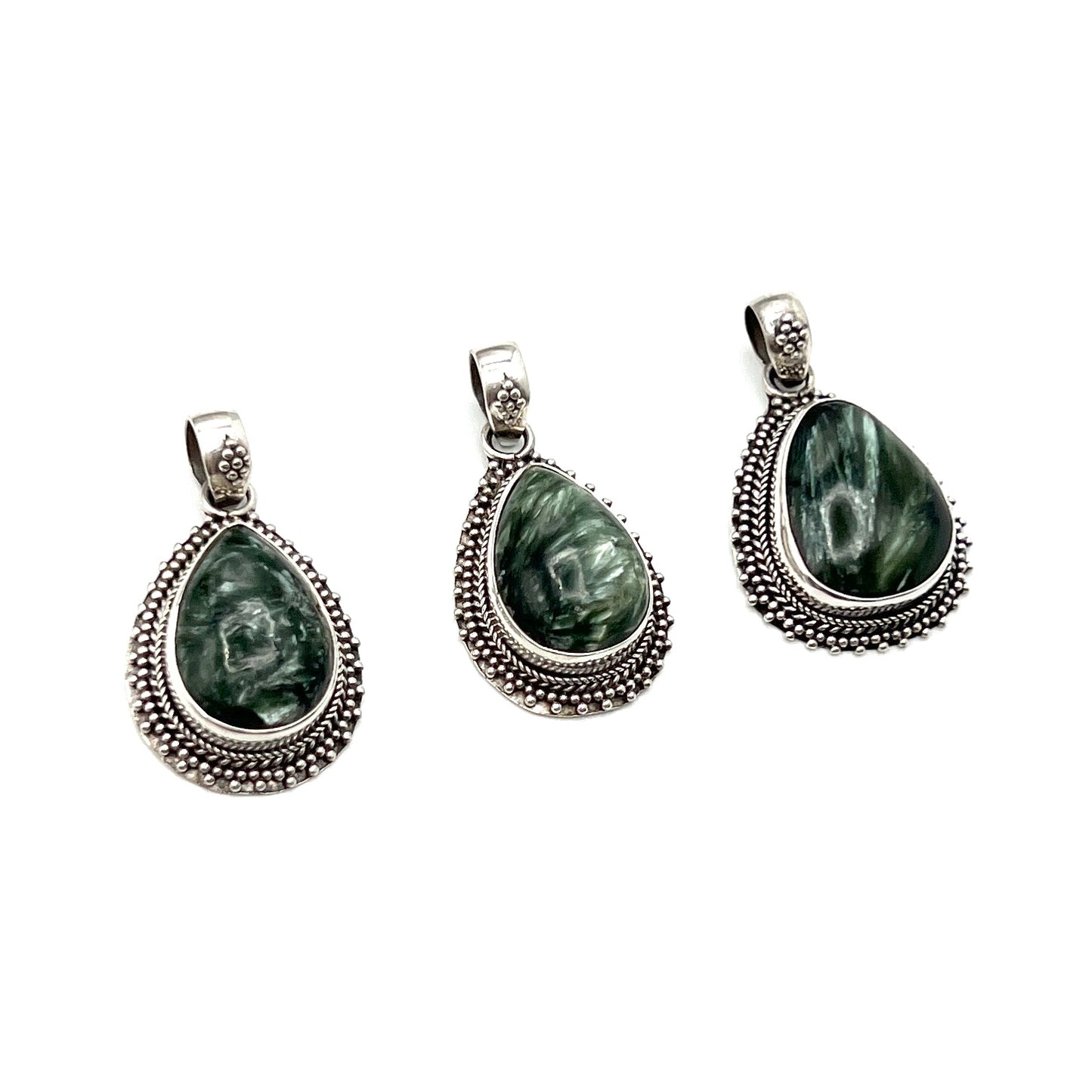 Sterling Silver Seraphinite Teardrop Pendants