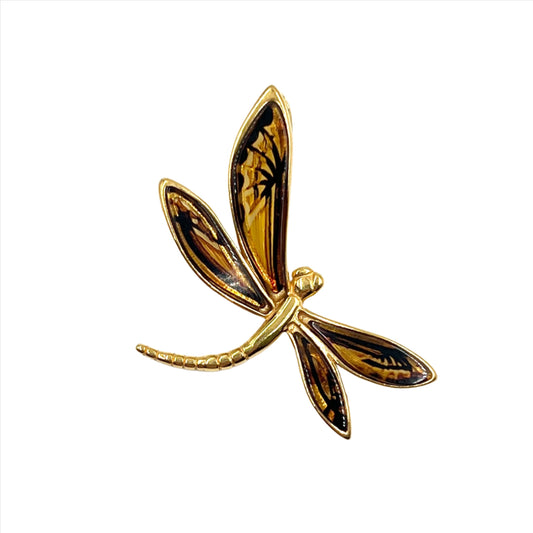 Gold Plated Silver Amber Dragonfly Pendants