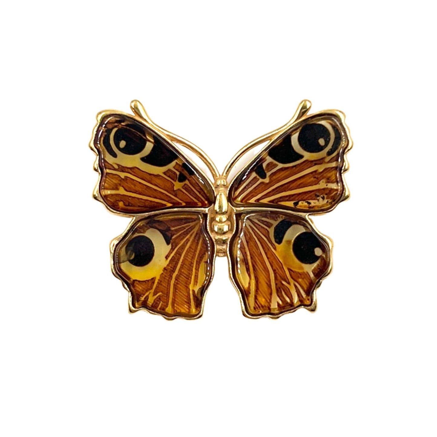 Gold Plated Silver Amber Butterfly Pendants