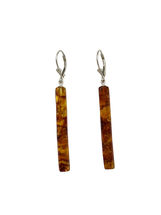 Silver Amber Drop Earrings