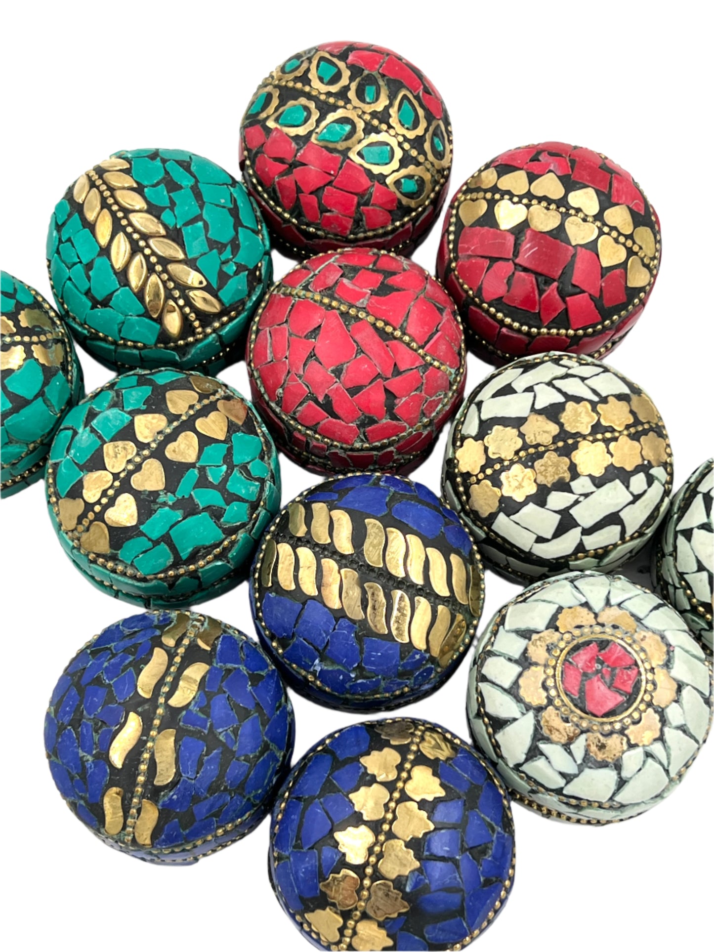 Mini Mosaic Indian Handmade Metal Jewelry Tin