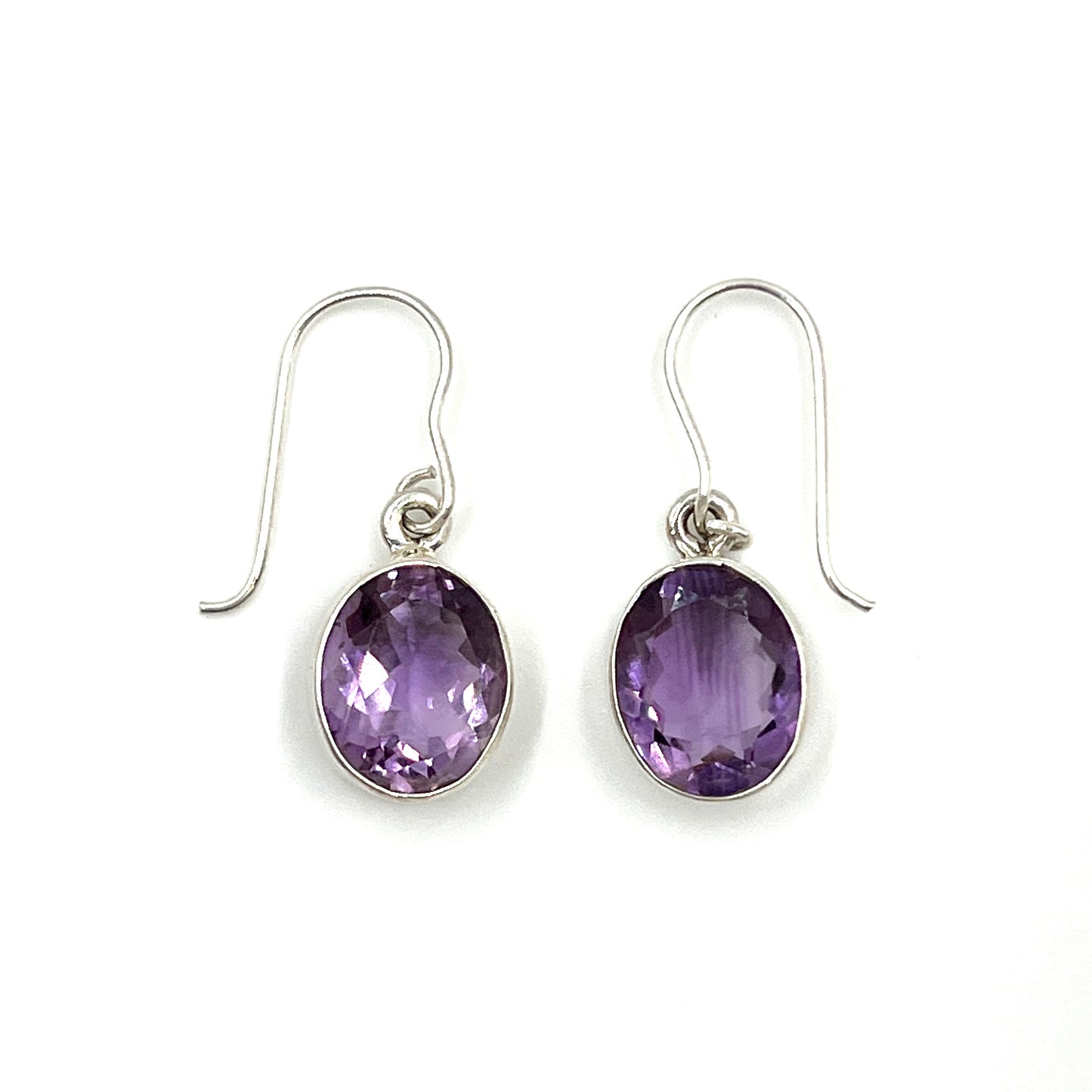 Sterling Silver Faceted Amethyst Earrings