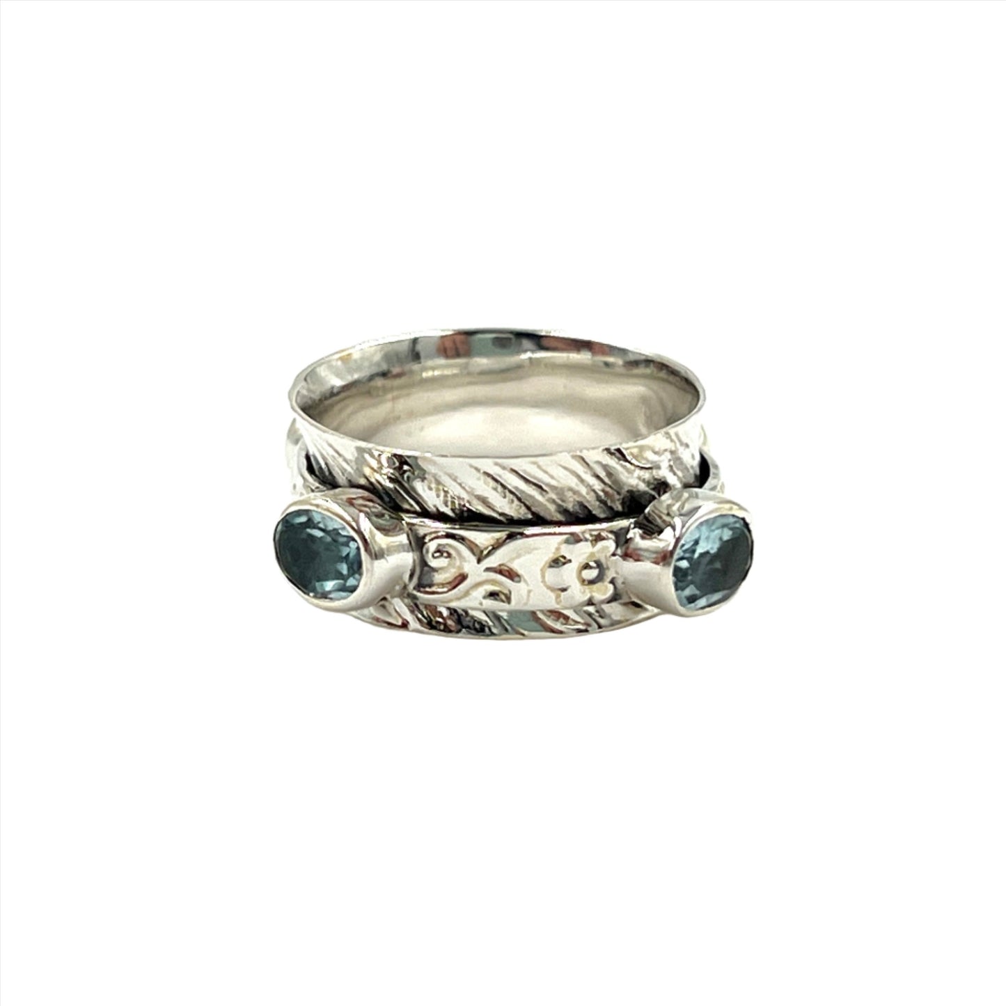 Sterling Silver Gemstone Spinner Ring
