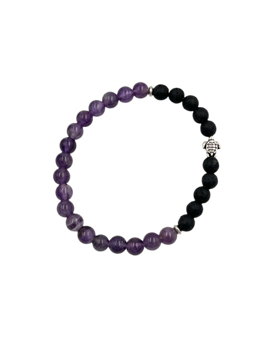 Amethyst & Lava Stone Stretchy Bracelets