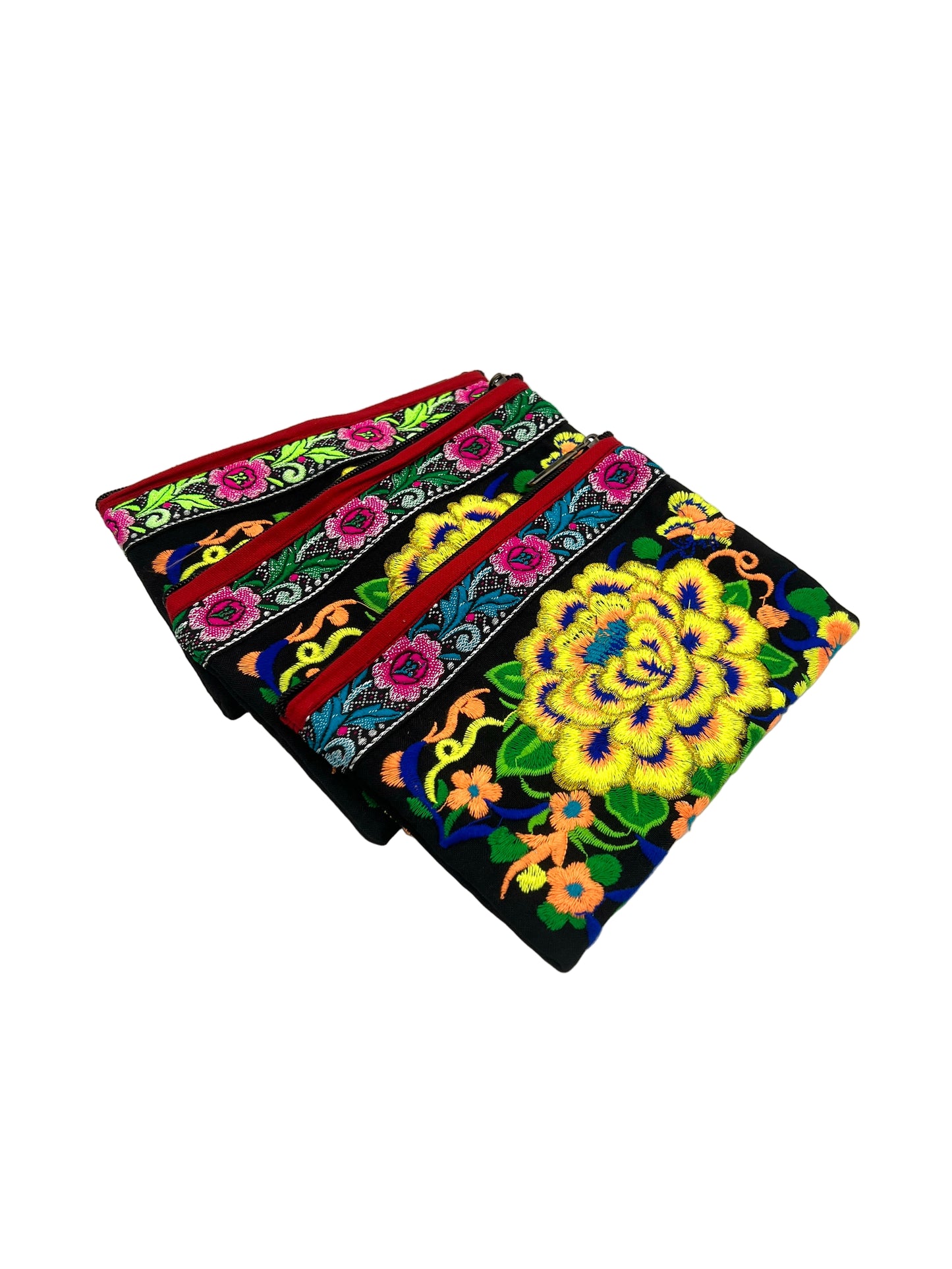 Embroidered Lotus Flower Coin Purse