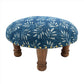 Natural Indigo Block Print Foot Stool | Round