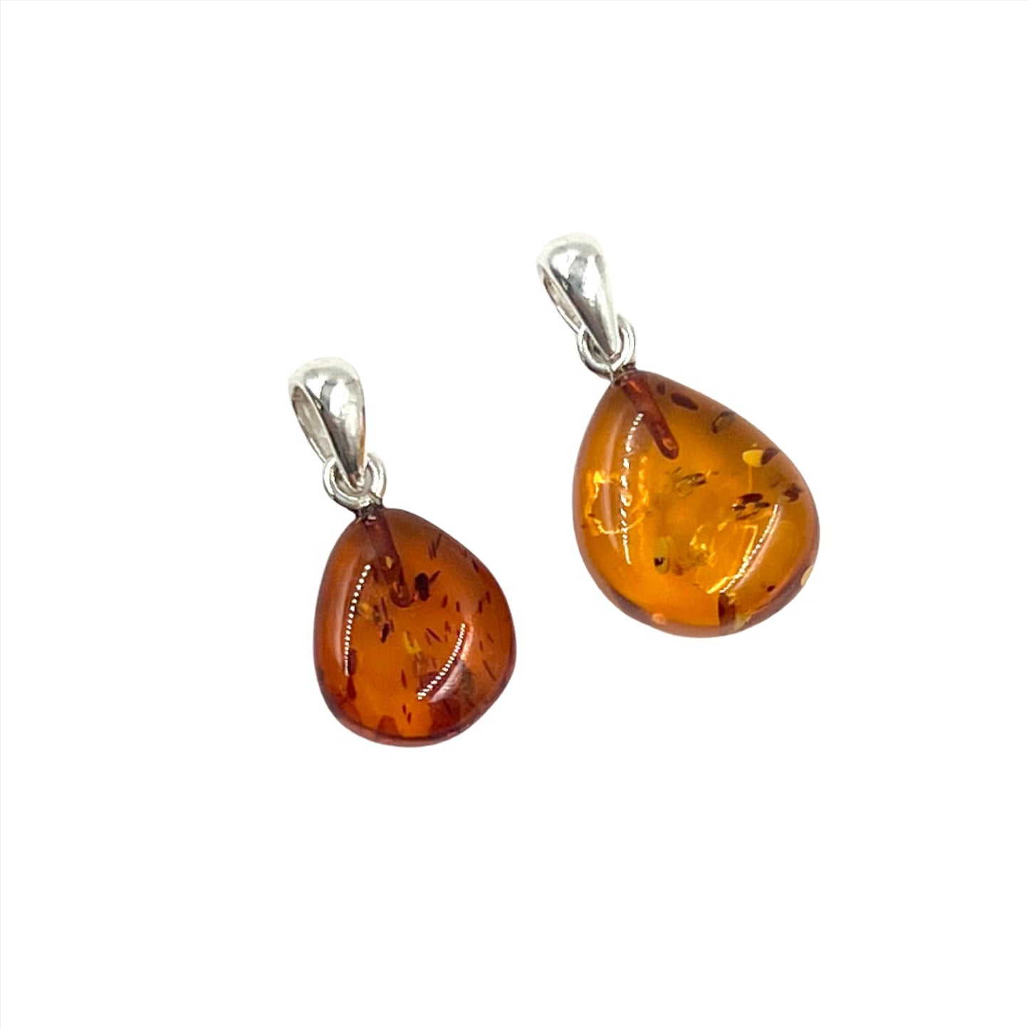 Amber Teardrop Freeform Pendants