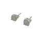 Pair of silver stud earrings on a white background