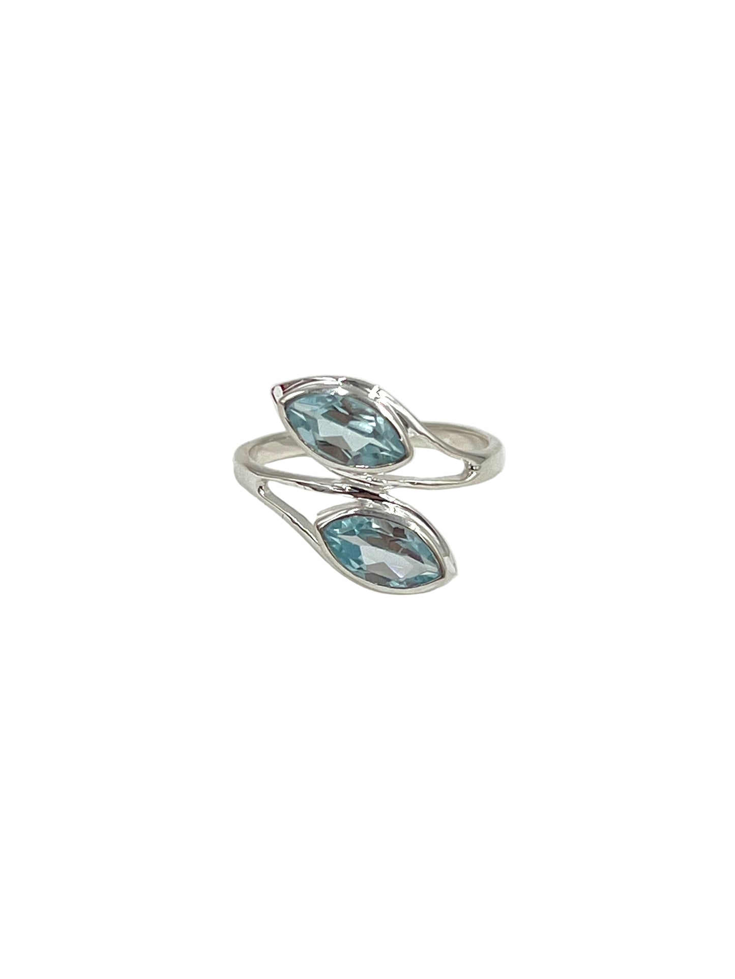 Double Marquise Blue Topaz Ring