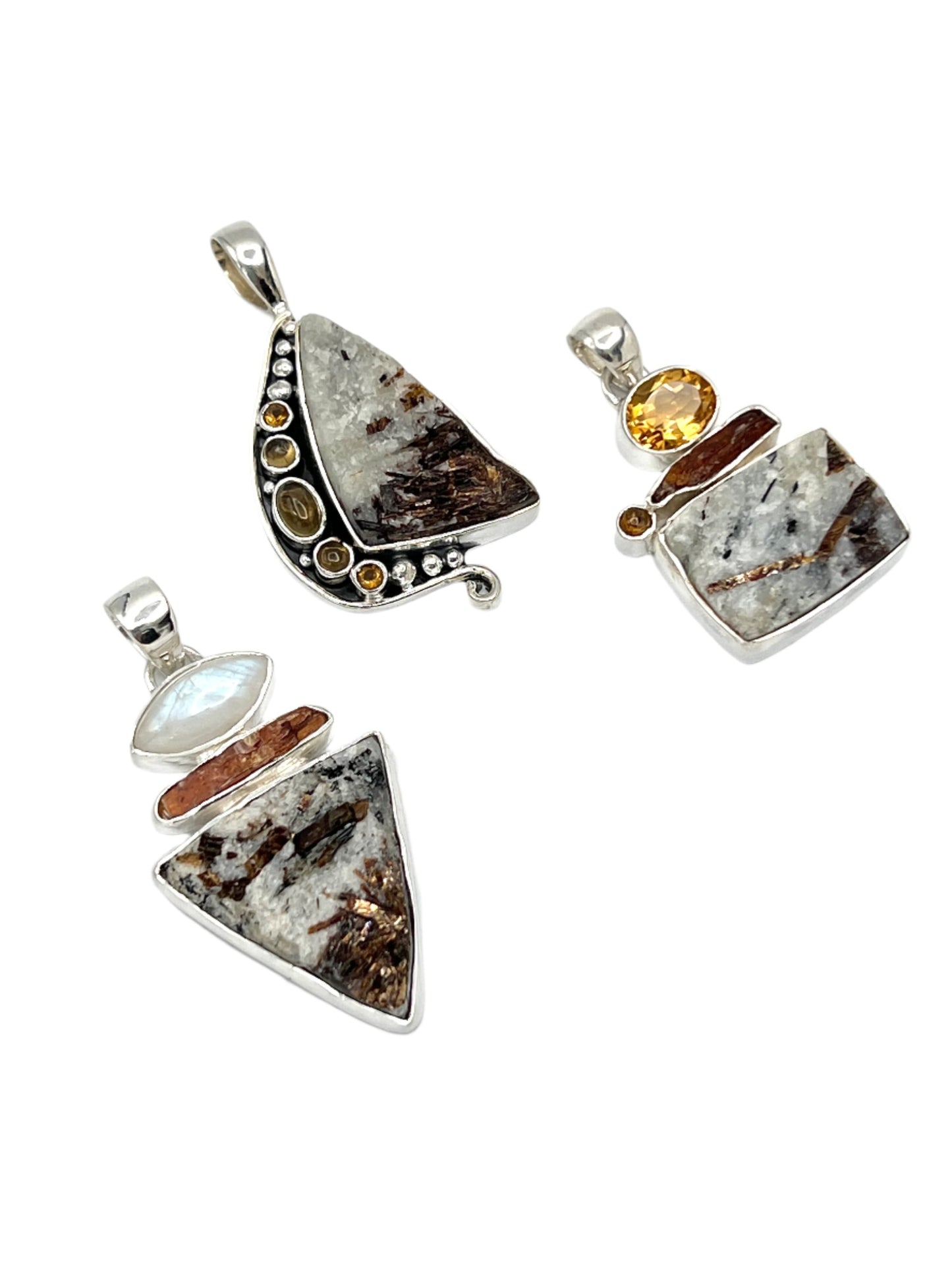 Silver Astrophyllite & Gemstone Pendants