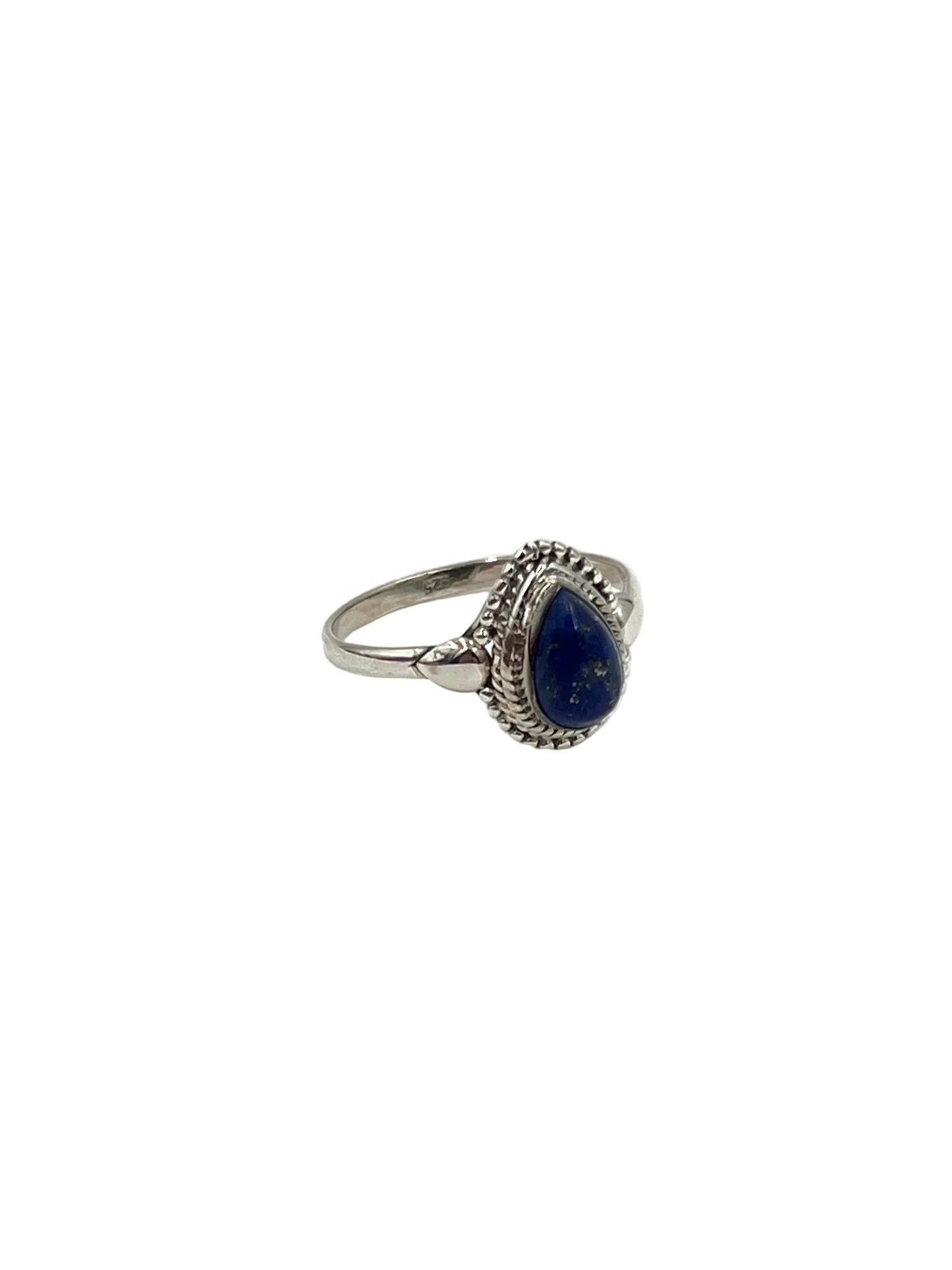 Beaded Teardrop Lapis Lazuli Ring