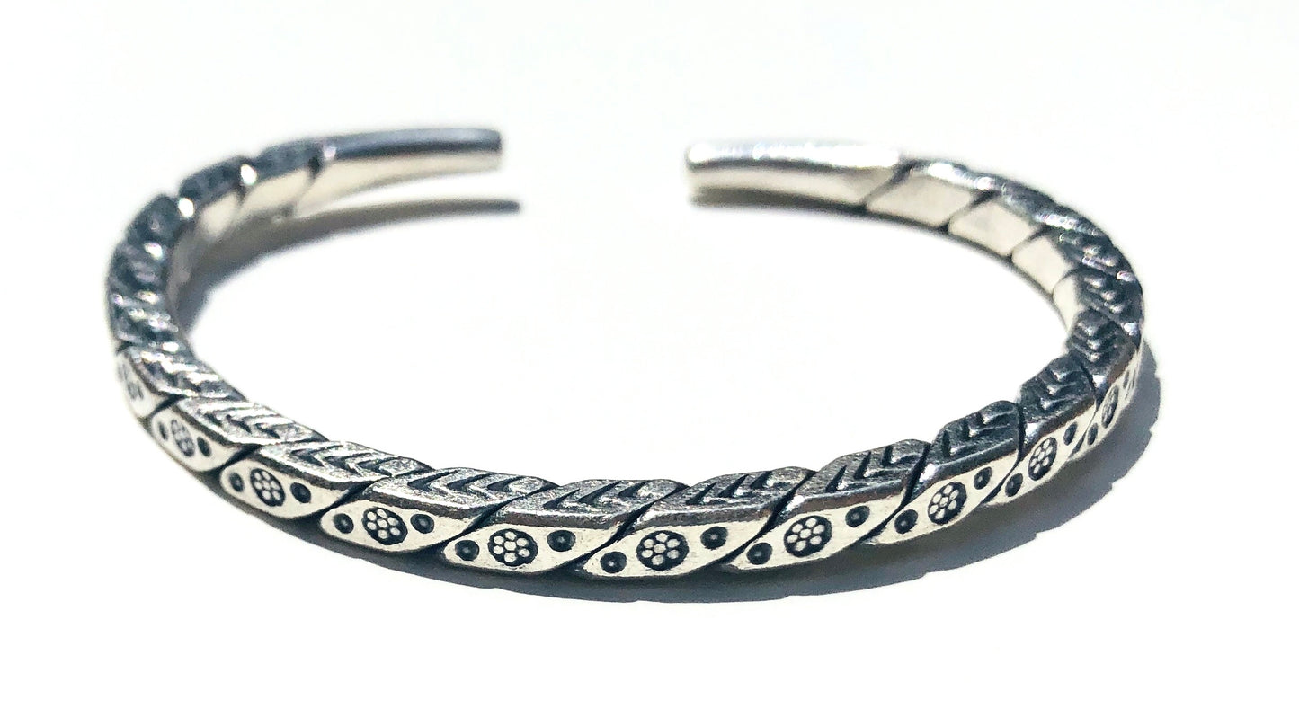 Sterling Silver Hill Tribe Hammered square Cuff Bracelet