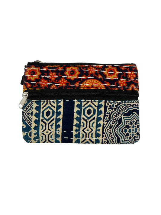 Block Print Kantha Coin Bag 5" x 7"