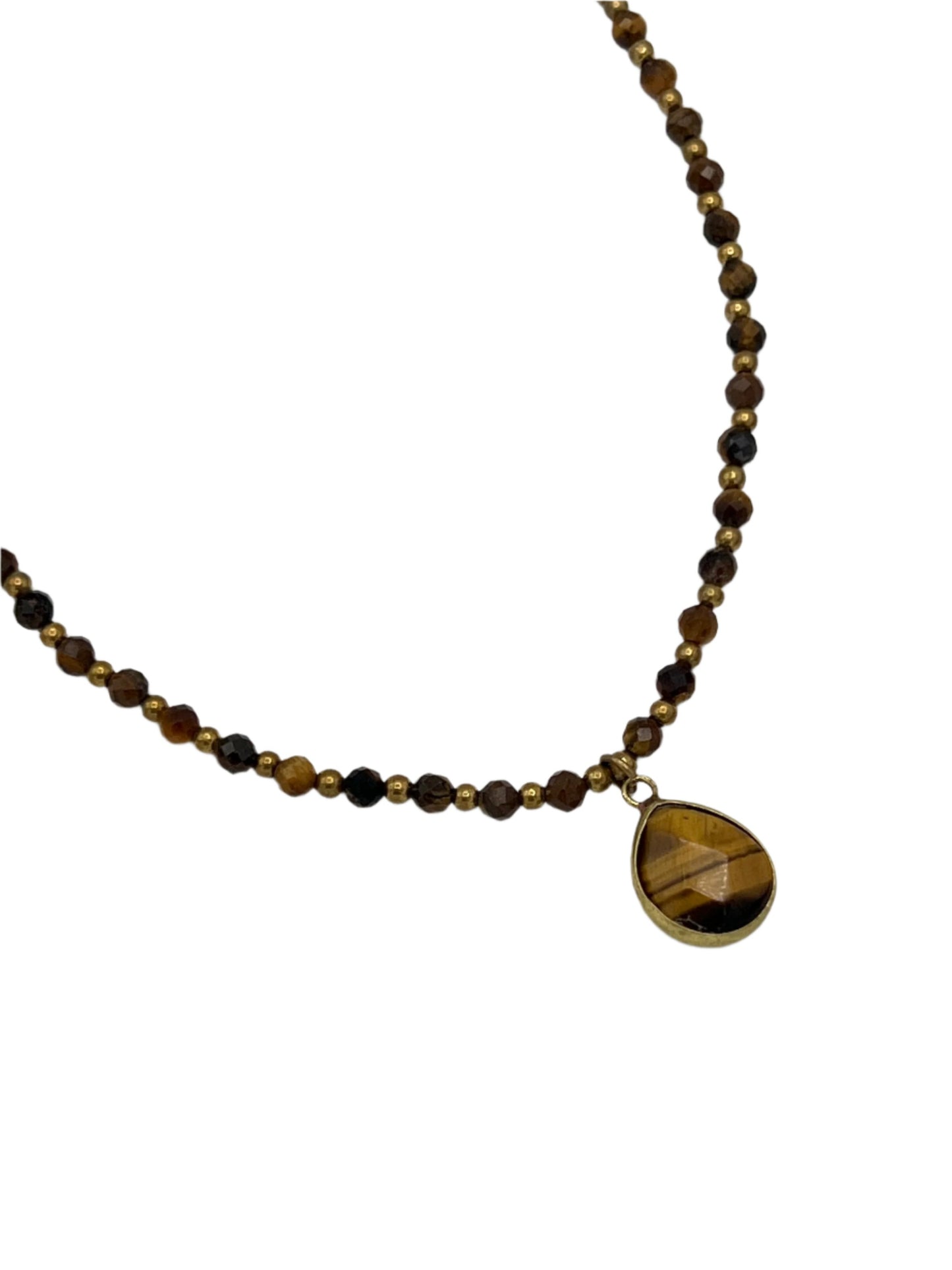 Teardrop Gemstone Brass Necklaces