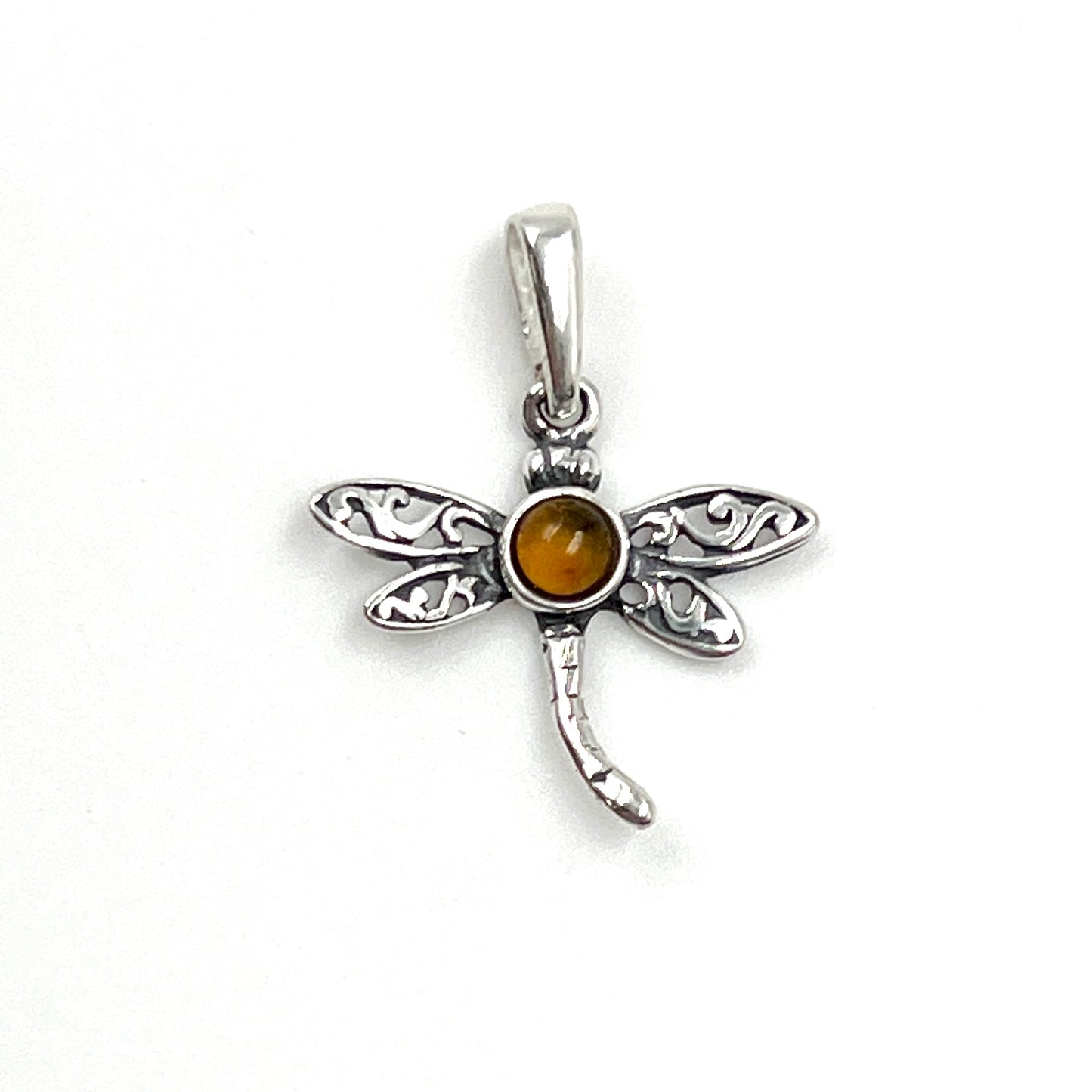 Sterling Silver Amber Dragonfly Pendants