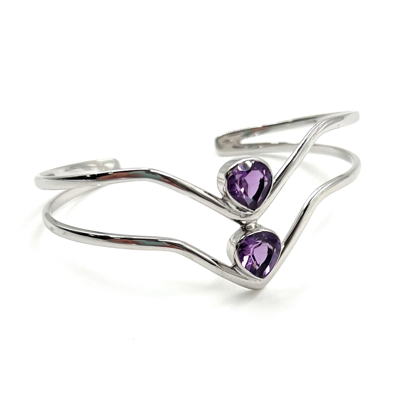 Sterling Silver Double Stone Cuff