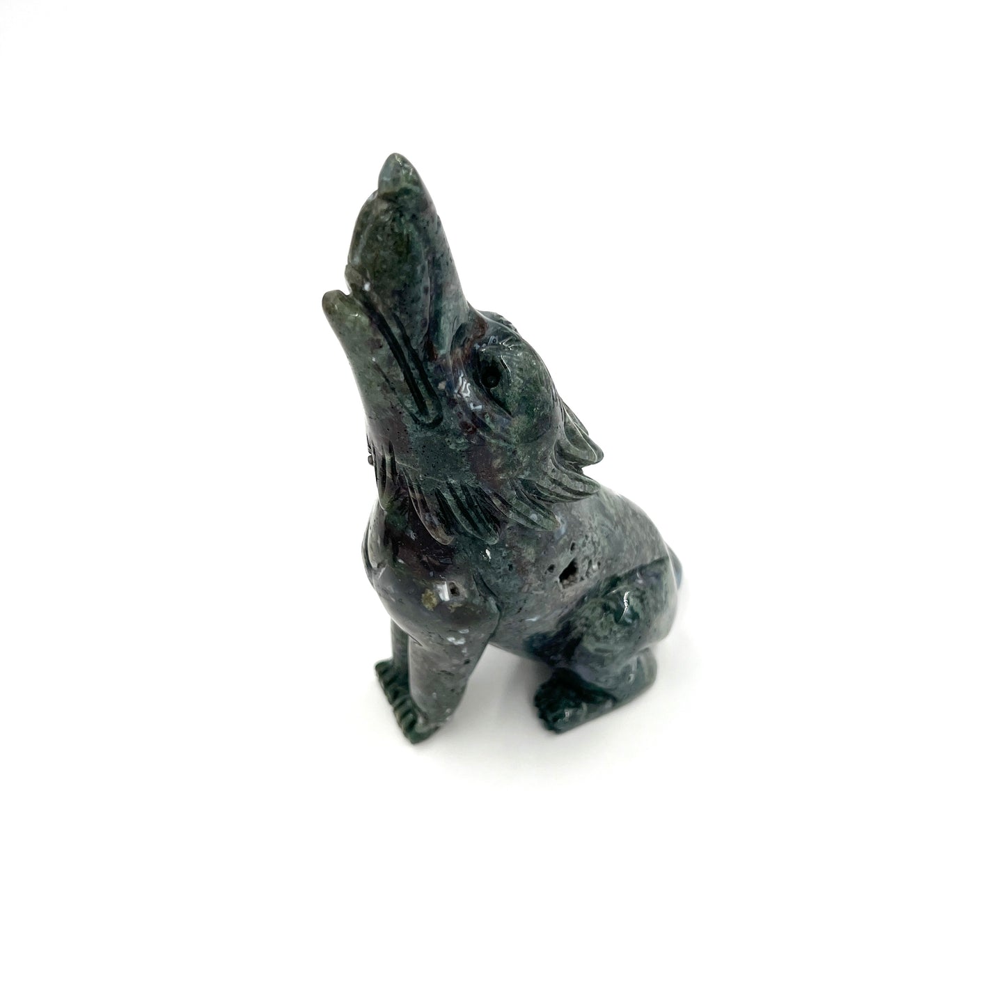 Moss Agate Howling Wolves