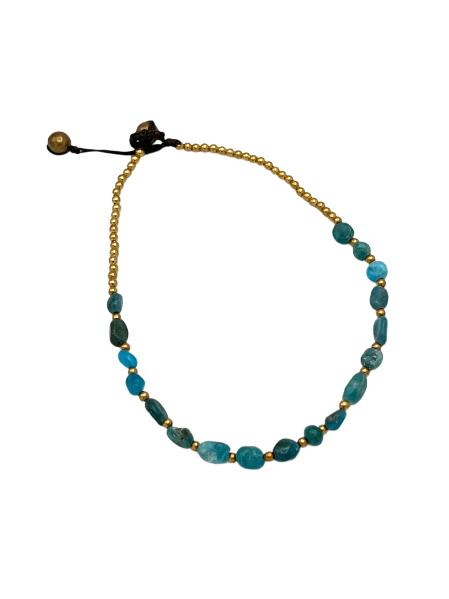 Freeform Gemstone Brass Anklets