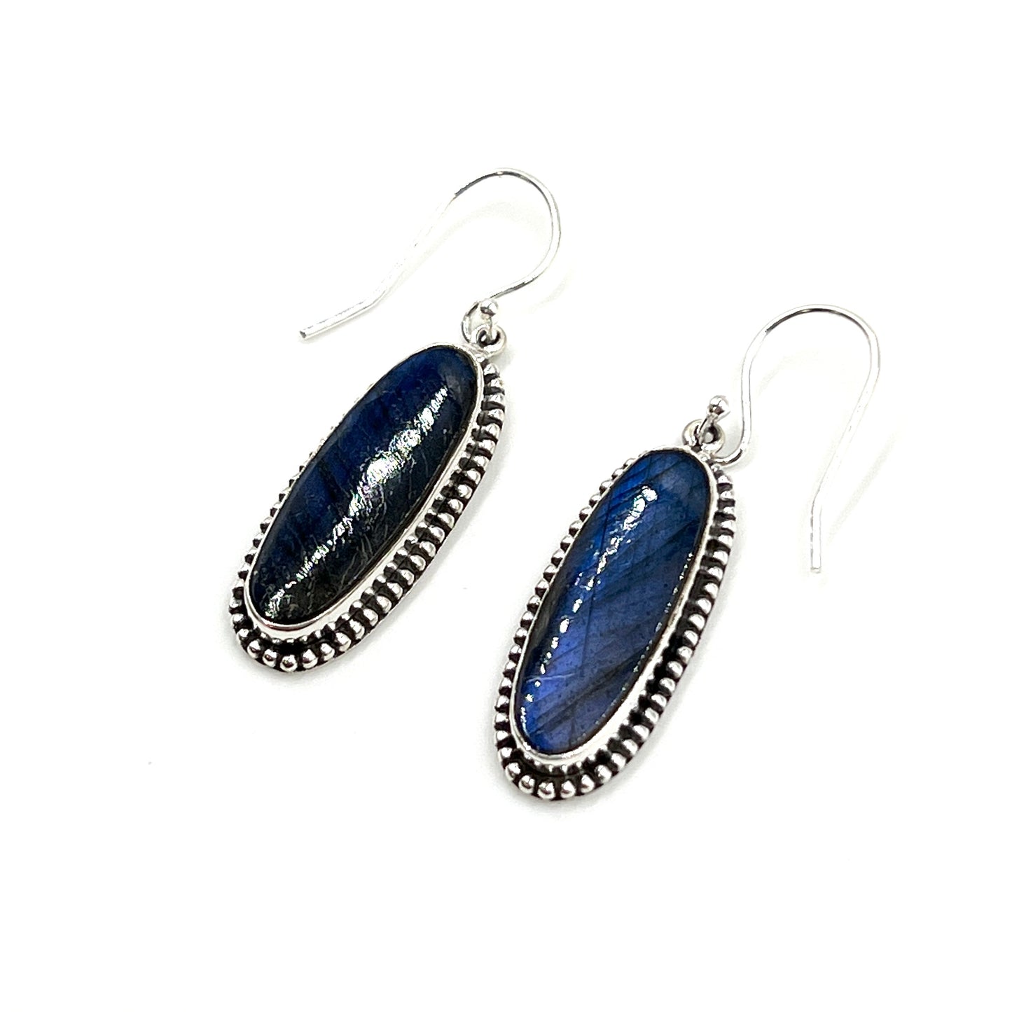 Sterling Silver Oval Labradorite Earrings