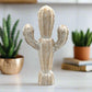 white wood carved cactus, front side