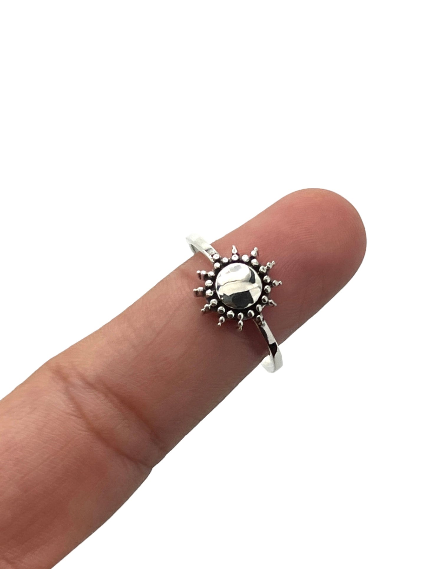 Sterling Silver Beaded Sun Ring