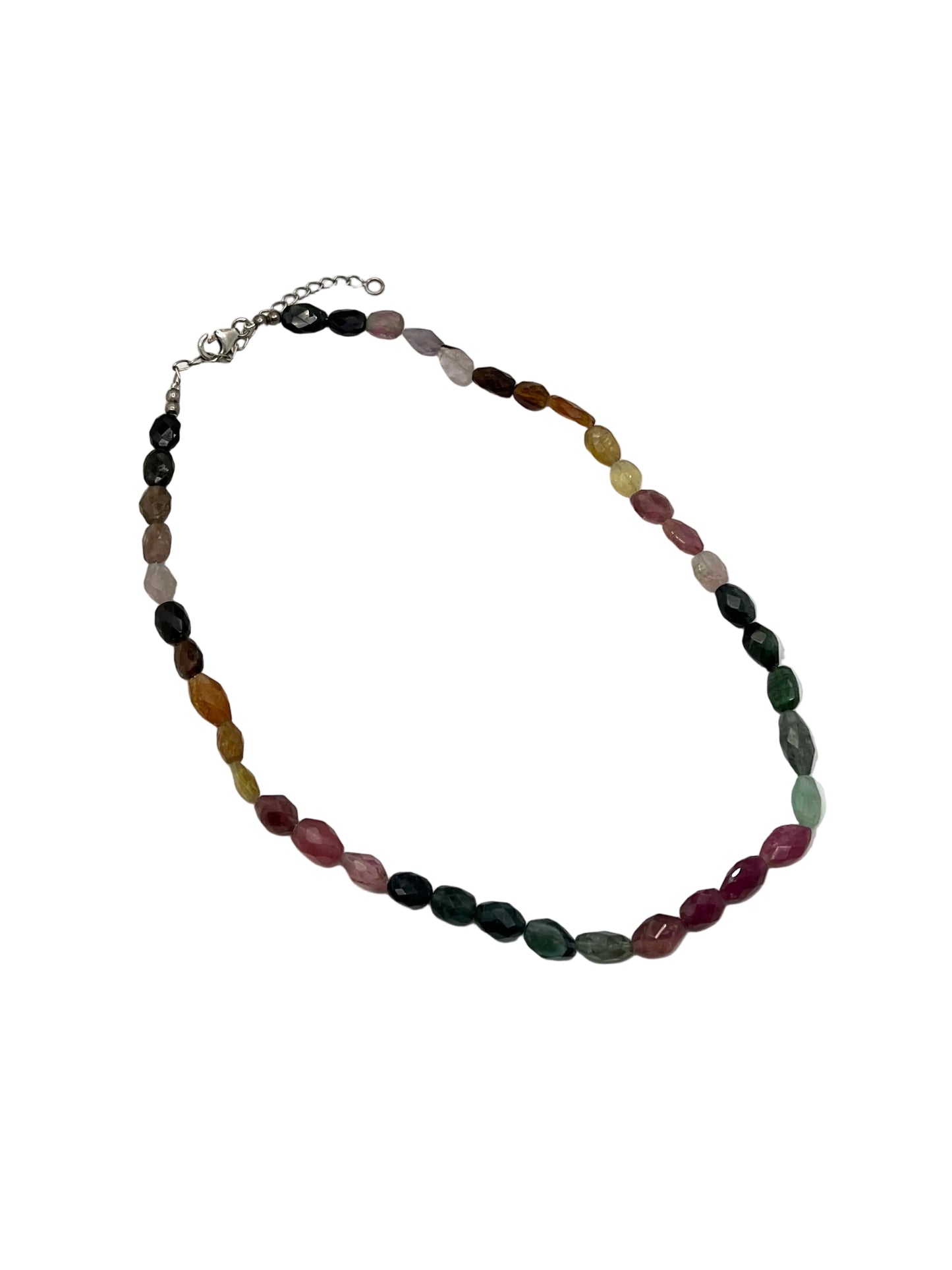 Silver Oval Tourmaline Necklace