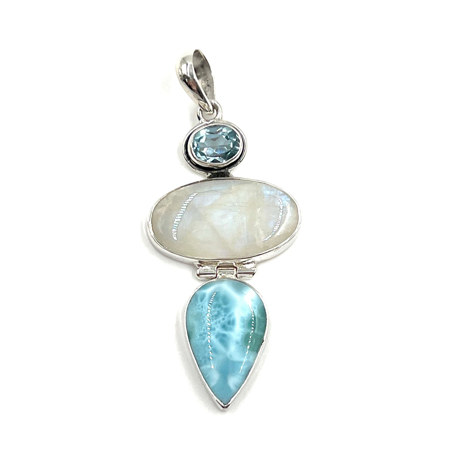 Sterling Silver Larimar & Blue Topaz Pendants