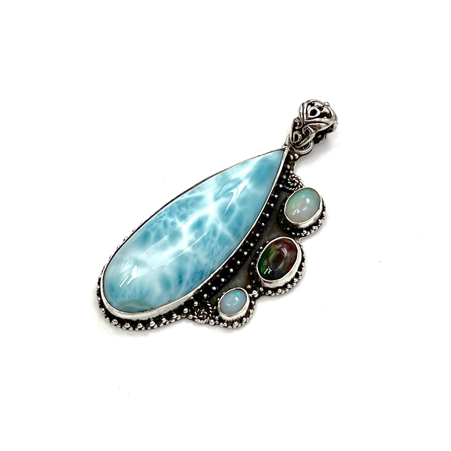 Sterling Silver Larimar & Triple Opal Pendants