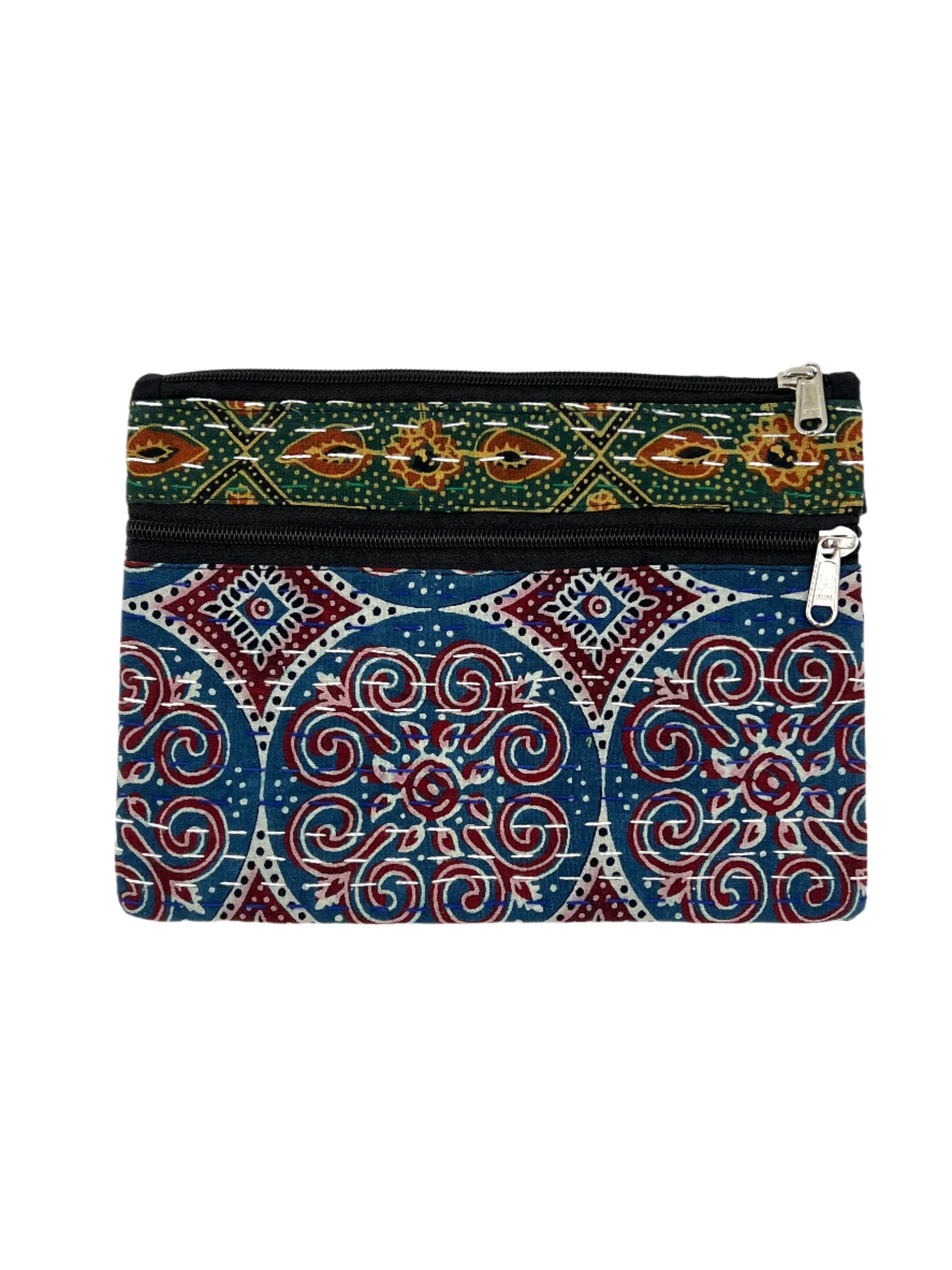 Block Print Kantha Coin Bag 10" x 7"