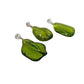Silver Green Amber Freeform Pendants