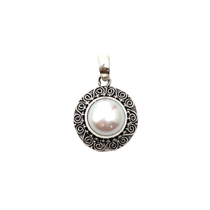 Sterling Silver Round Filigree Pearl Pendants