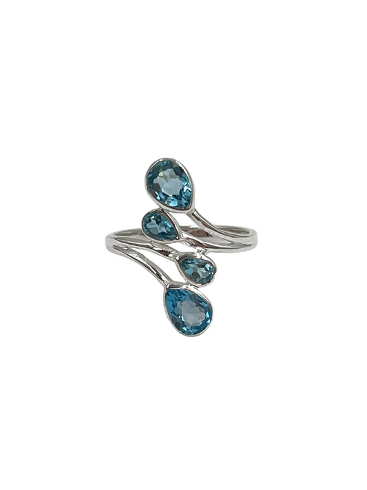 Teardrop Sky Blue Topaz Ring
