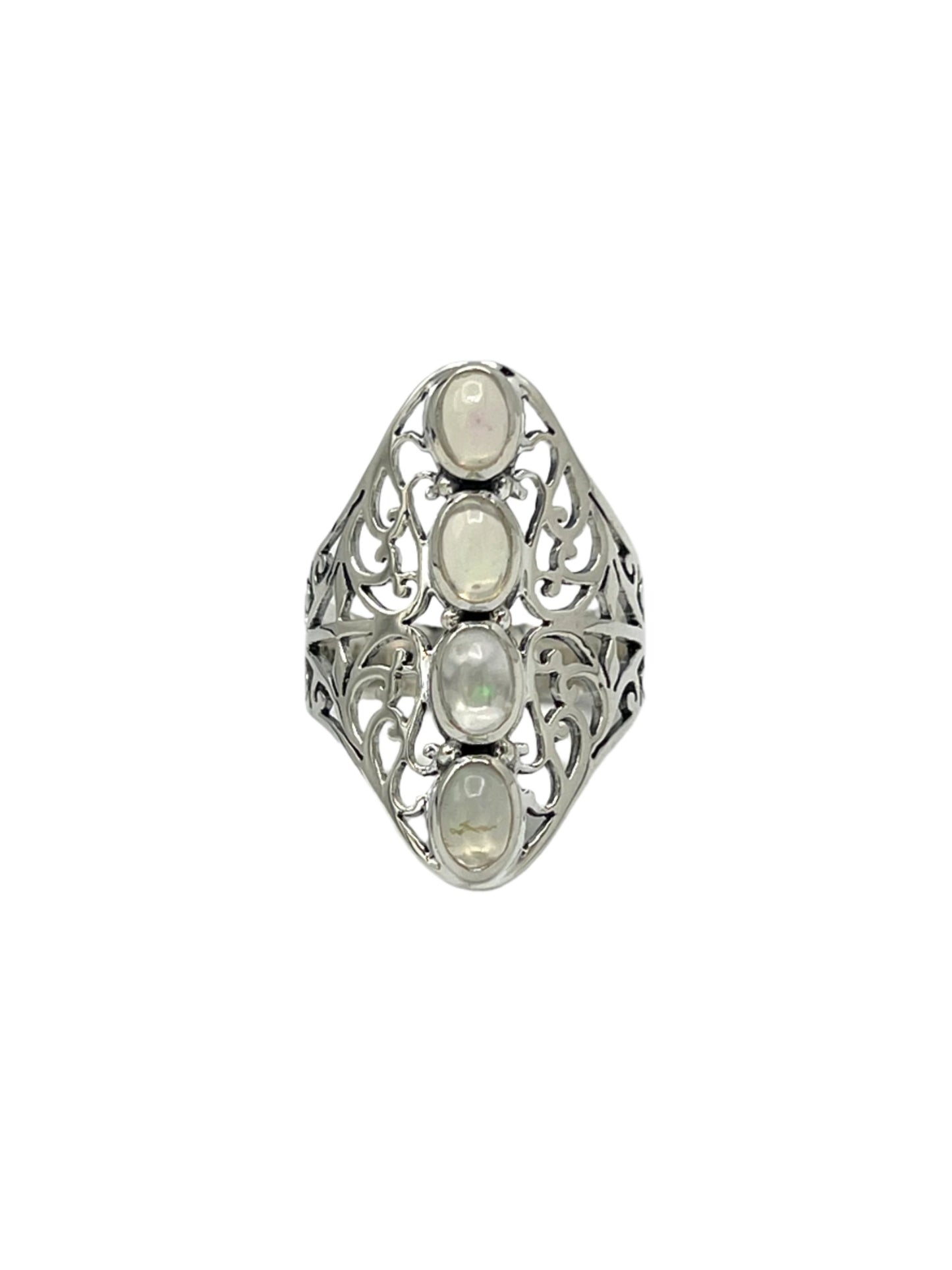 Sterling Silver Opal Filigree Ring