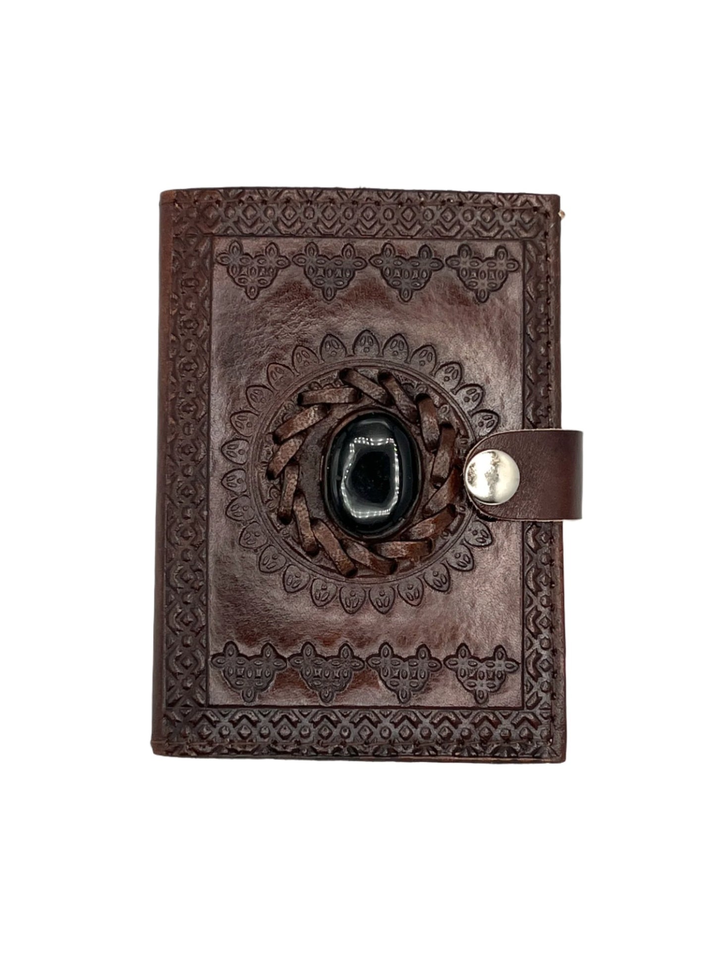 Camel Leather Gemstone Journal | Mandala | 5" x 3.5" x 1/2"