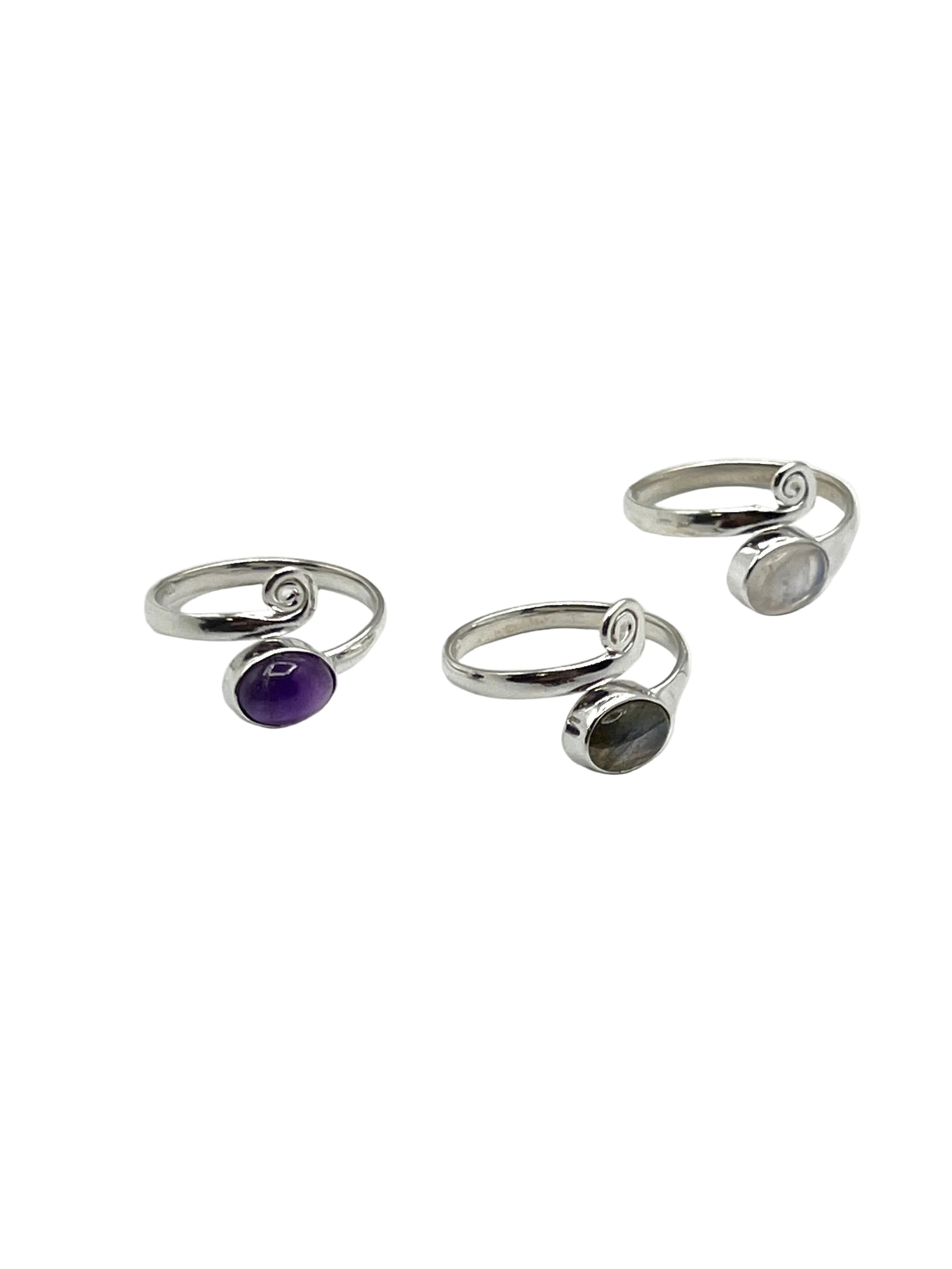 Swirl Gemstone Wrap Rings