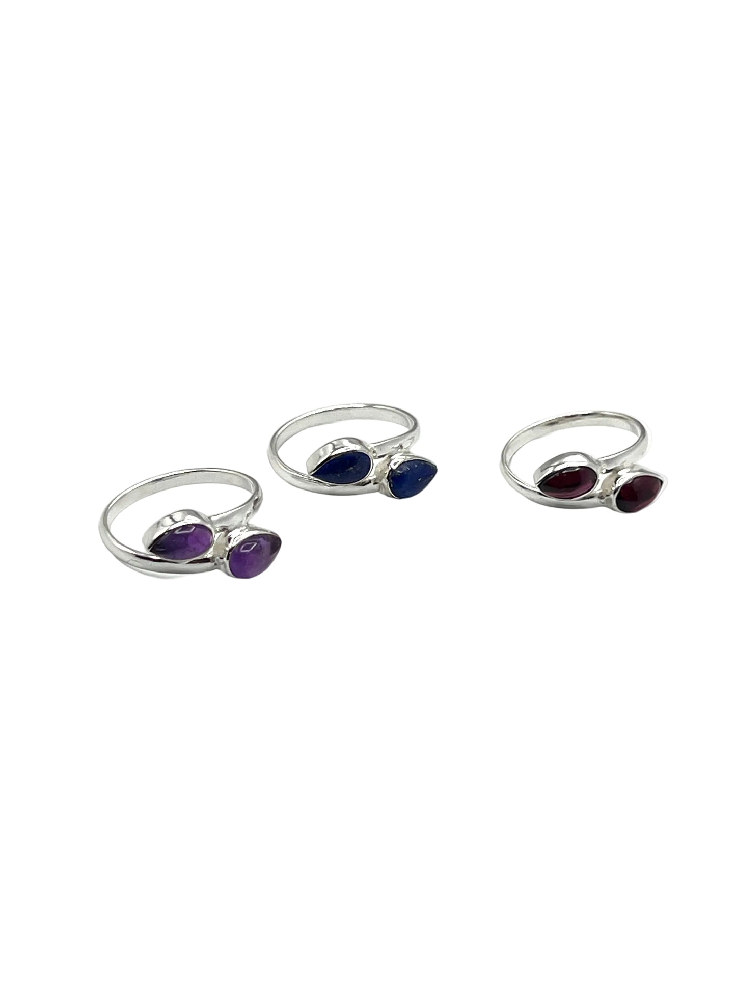 Double Teardrop Gemstone Rings