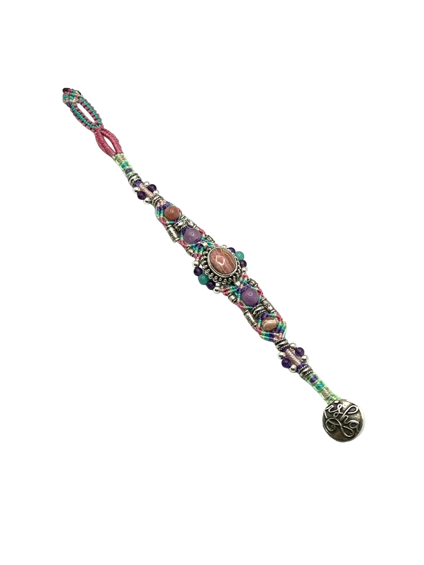 Macrame Rhodochrosite Bracelet