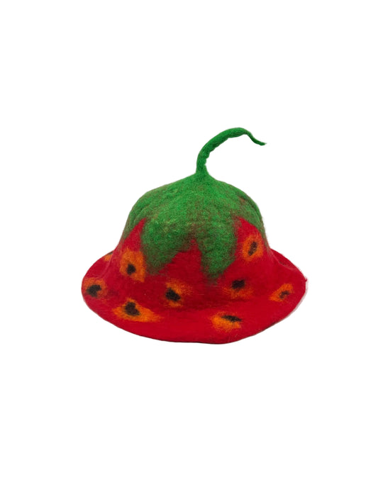 Hand felted Strawberry Wool Hat
