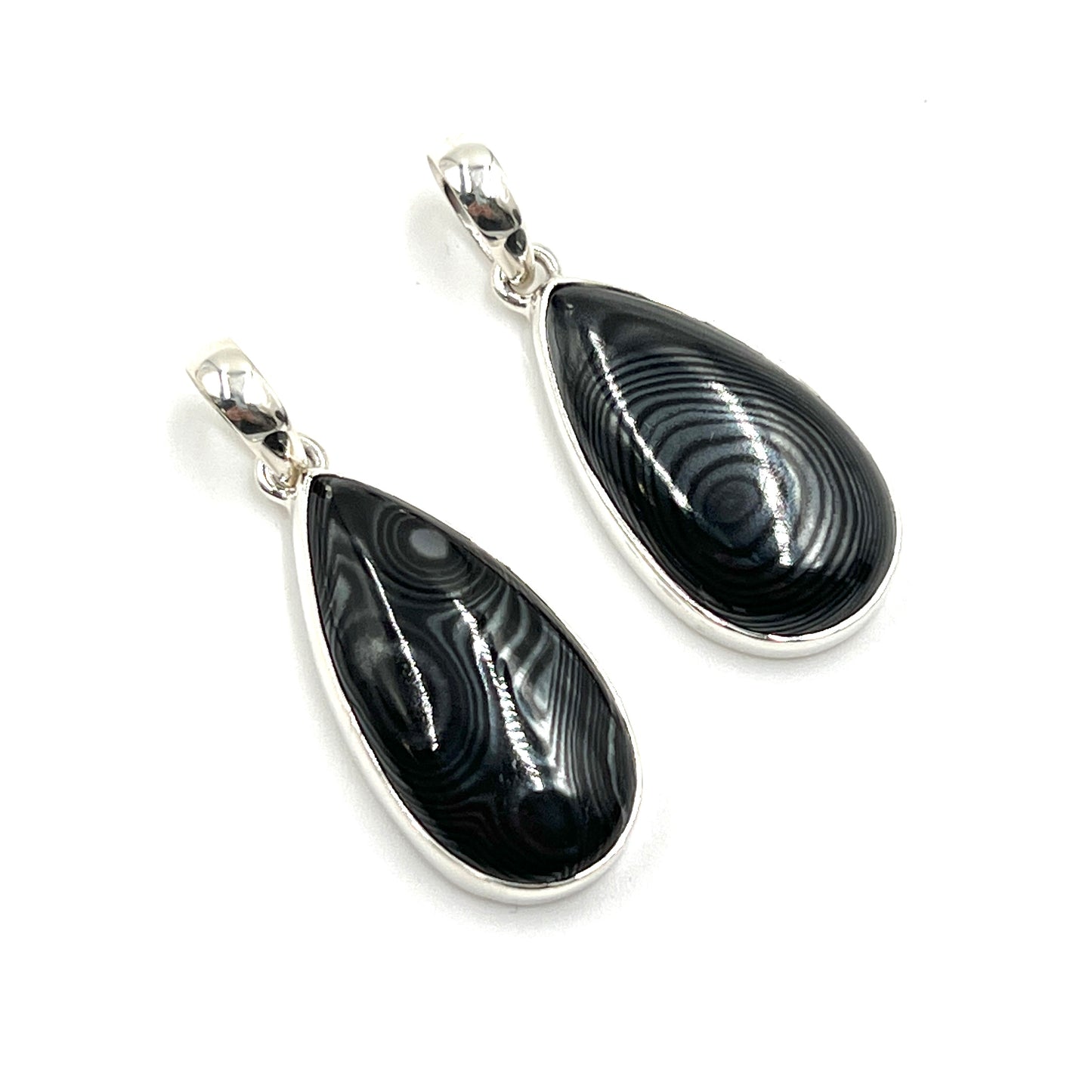 Psilomelane Teardrop Pendants