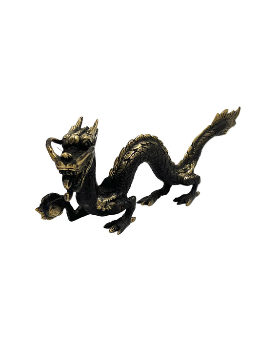 Bronze Dragon & Ball Statue