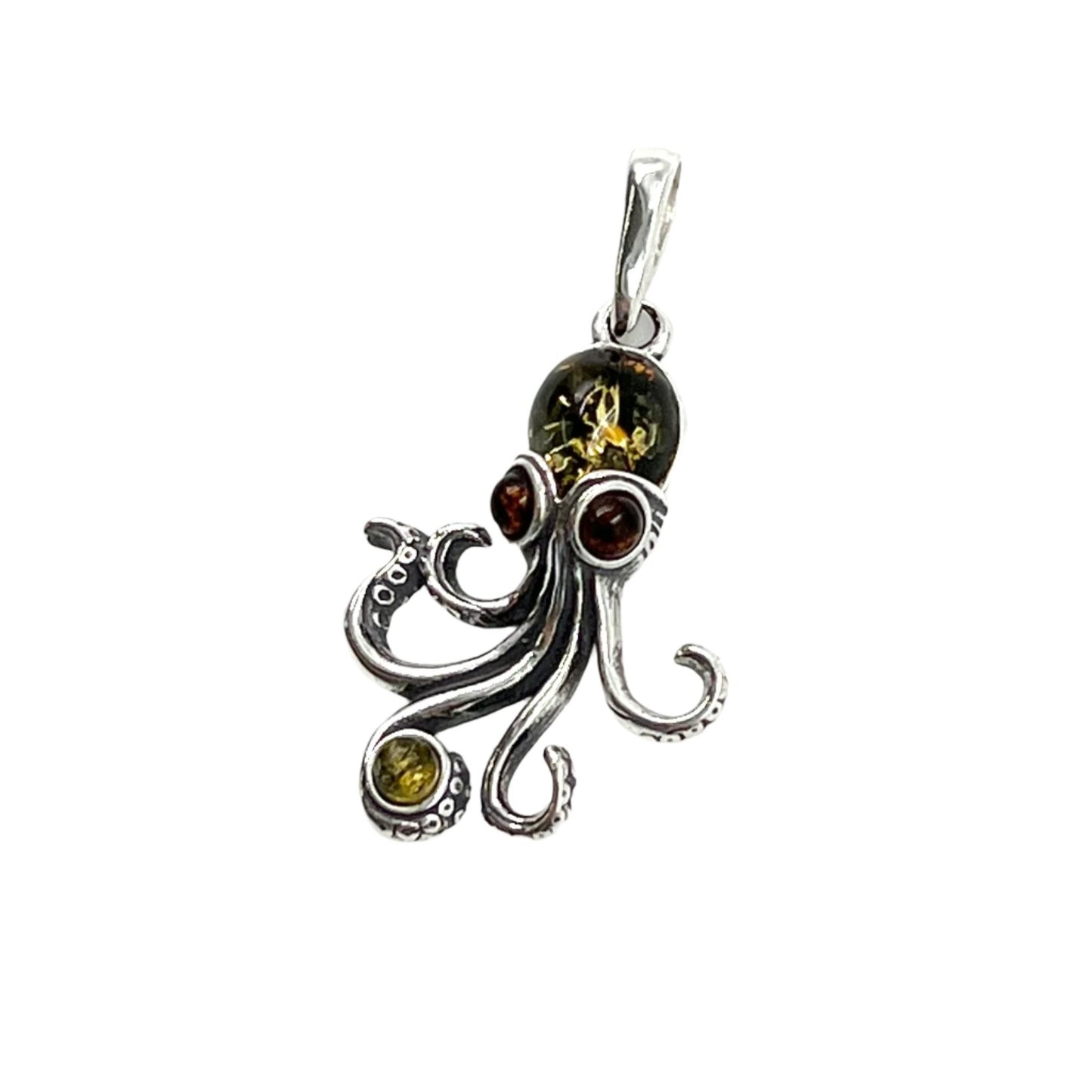 Sterling Silver Amber Octopus Pendants