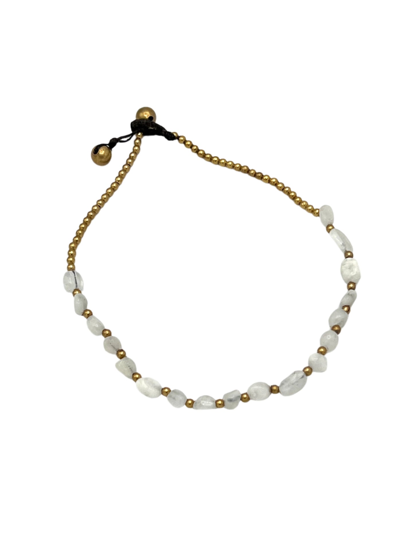 Freeform Gemstone Brass Anklets