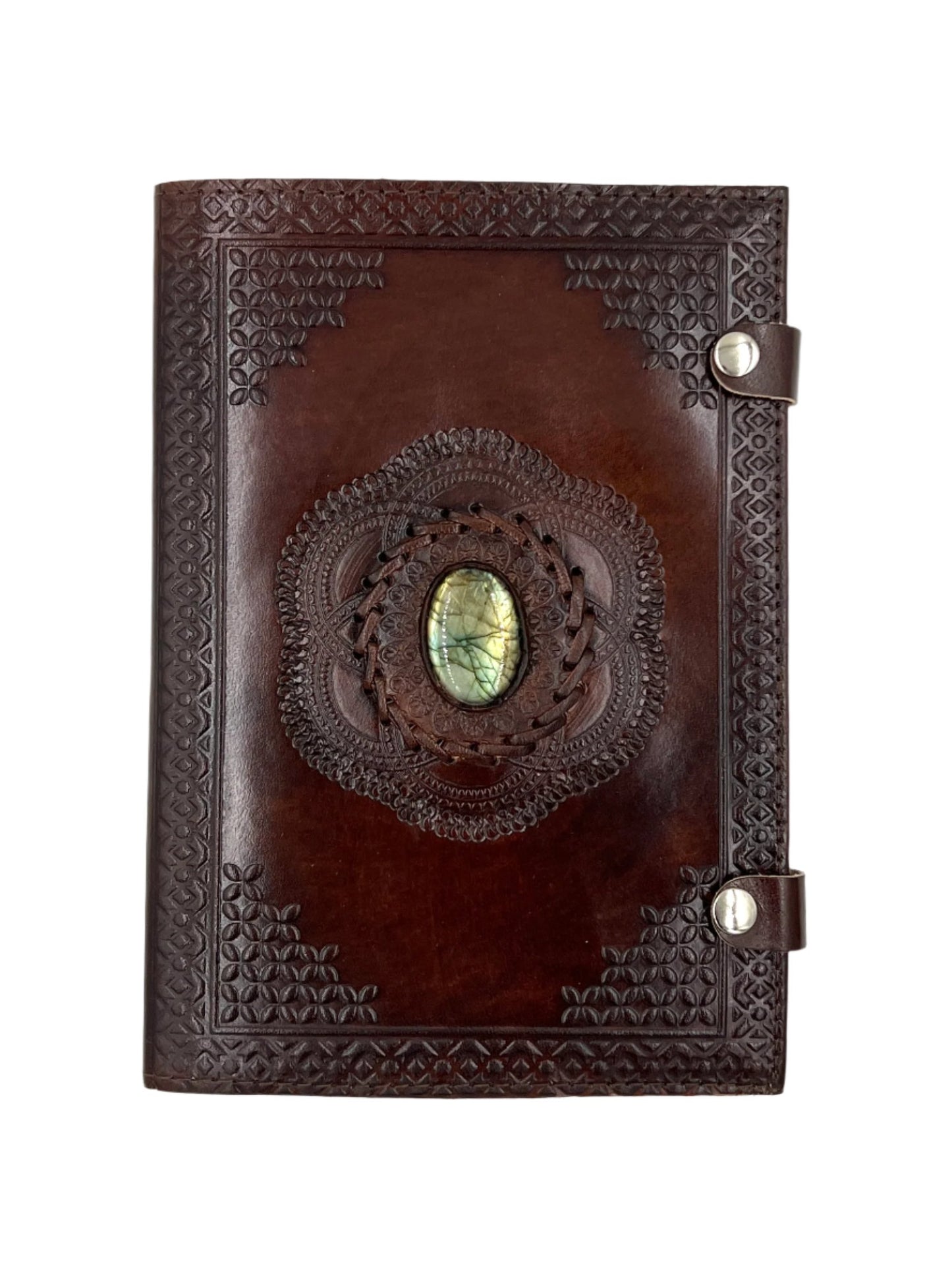 Camel Leather Gemstone Journal | Lotus | 10" x 7" x 1/2"