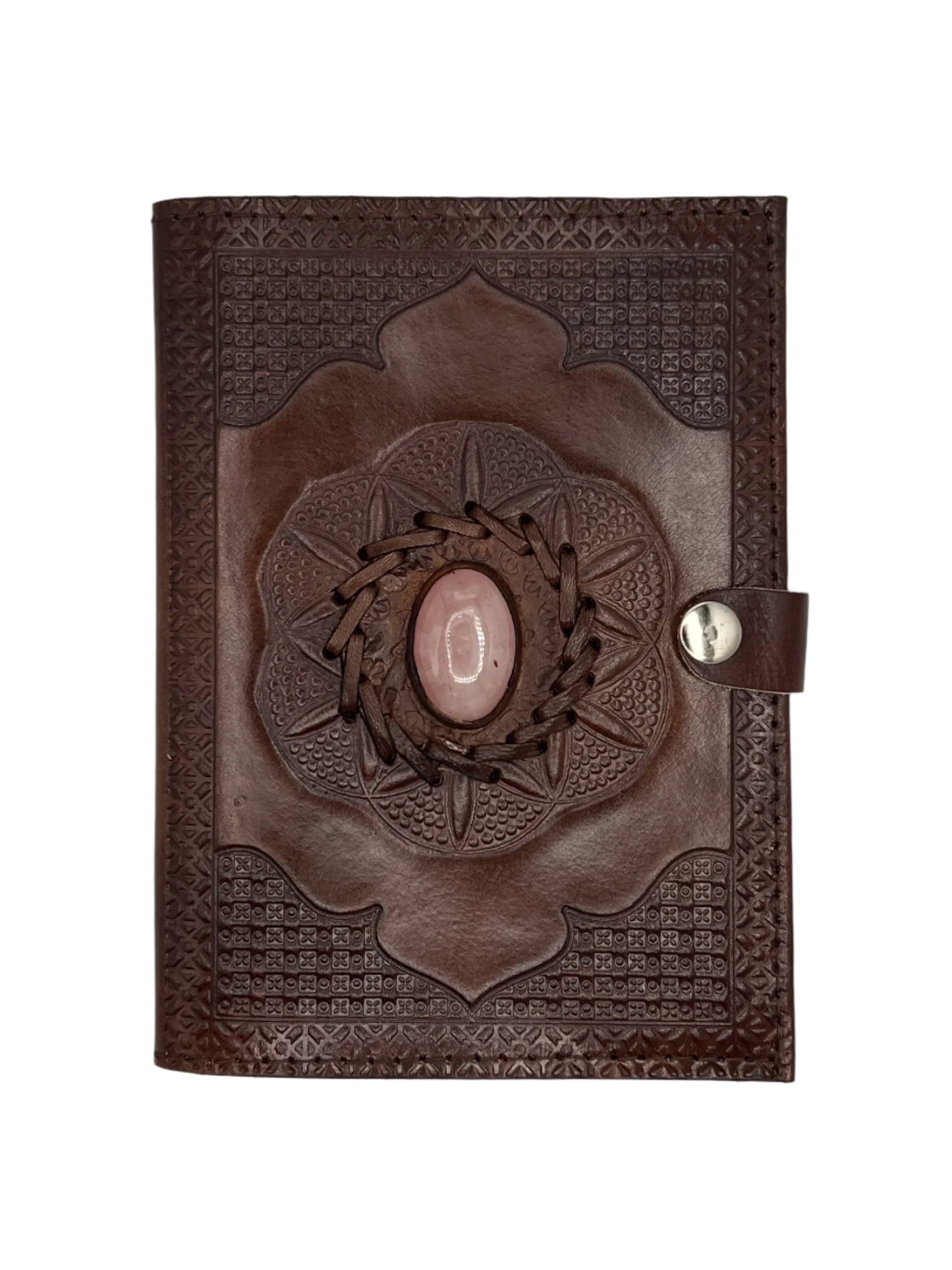 Camel Leather Gemstone Journal | Spiked Lotus | 7" x 5" x 1/2"