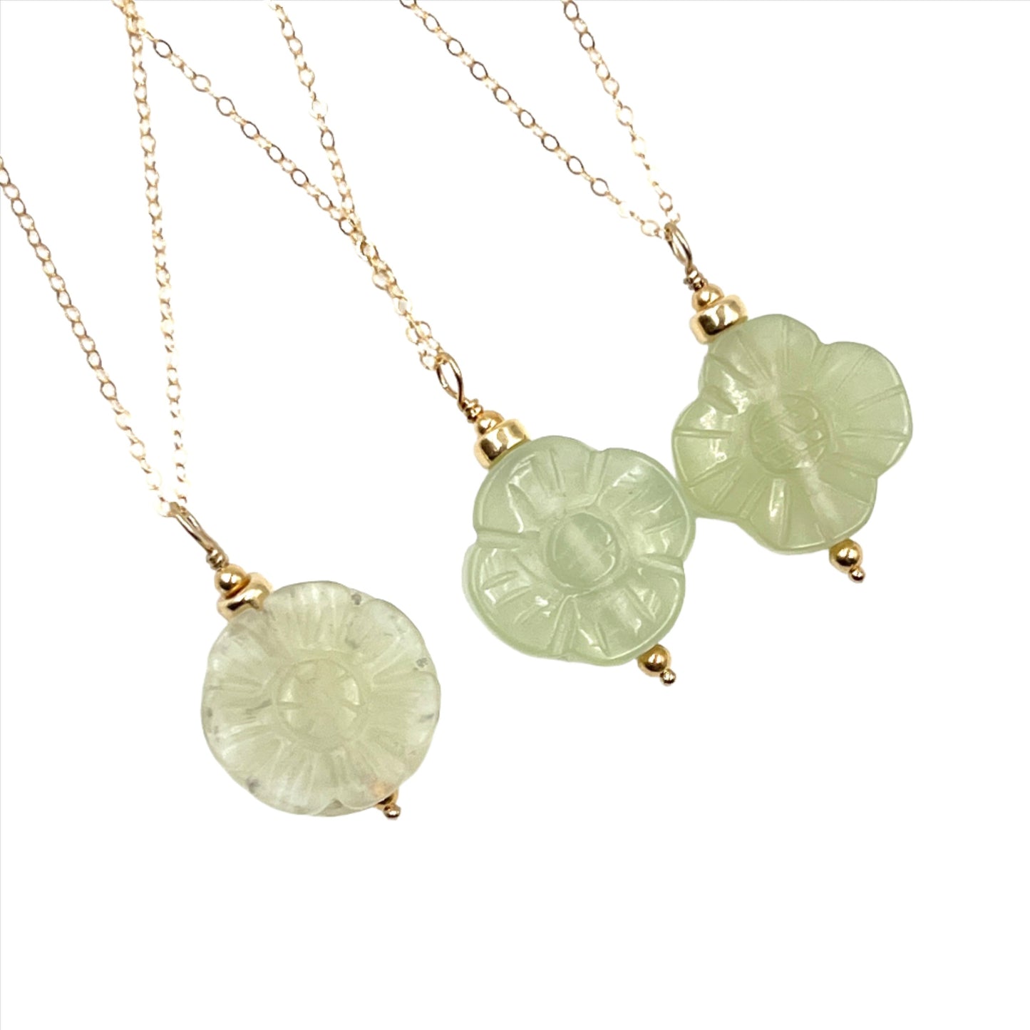 Jade Flower Gold Filled Necklace